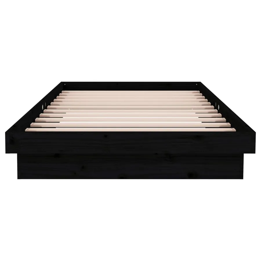 Cadre de lit sans matelas noir bois massif 100x200 cm - 5