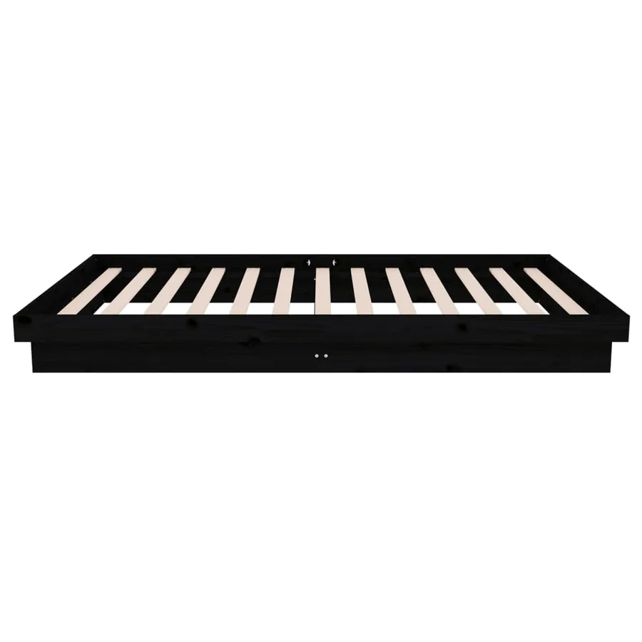 Cadre de lit sans matelas noir bois massif 100x200 cm - 6