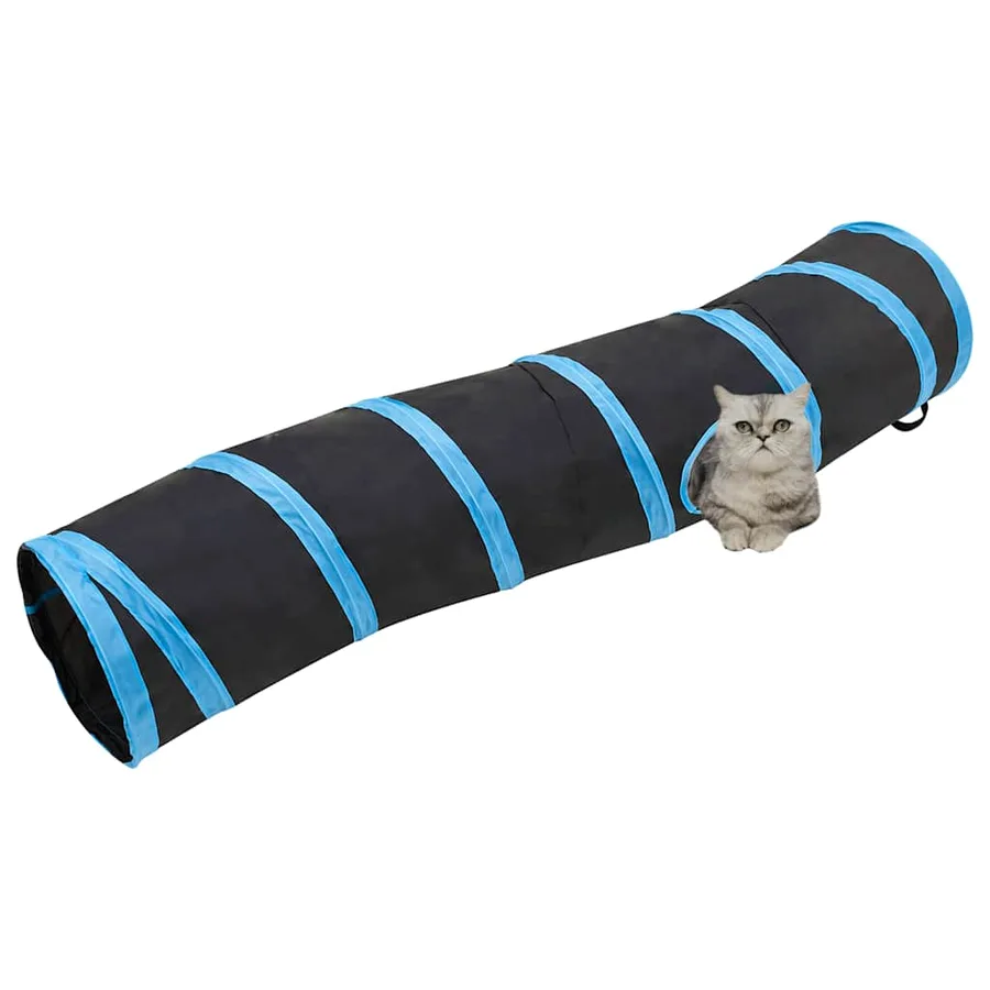 Tunnel pour chats en forme de S Noir et bleu 122 cm Polyester - 2