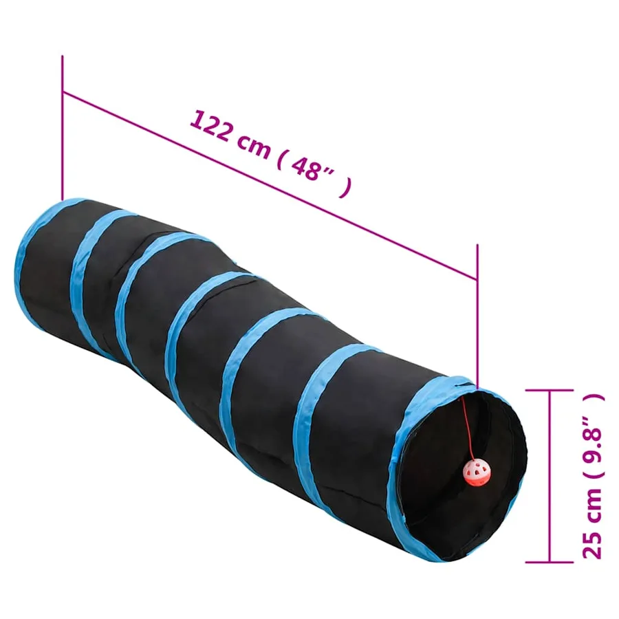 Tunnel pour chats en forme de S Noir et bleu 122 cm Polyester - 6