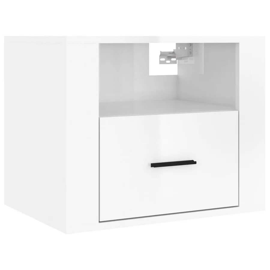 Tables de chevet murales 2 pcs Blanc brillant 50x36x40 cm - 5