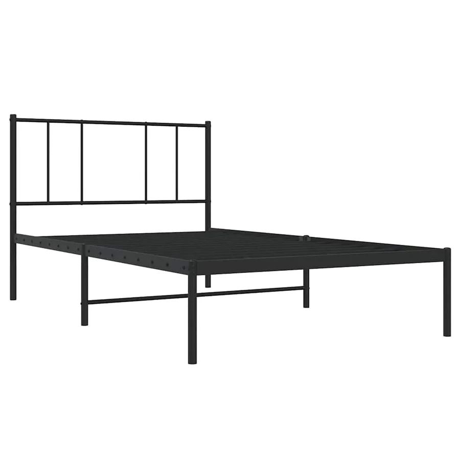Cadre de lit métal sans matelas avec tête de lit noir 75x190 cm - 3