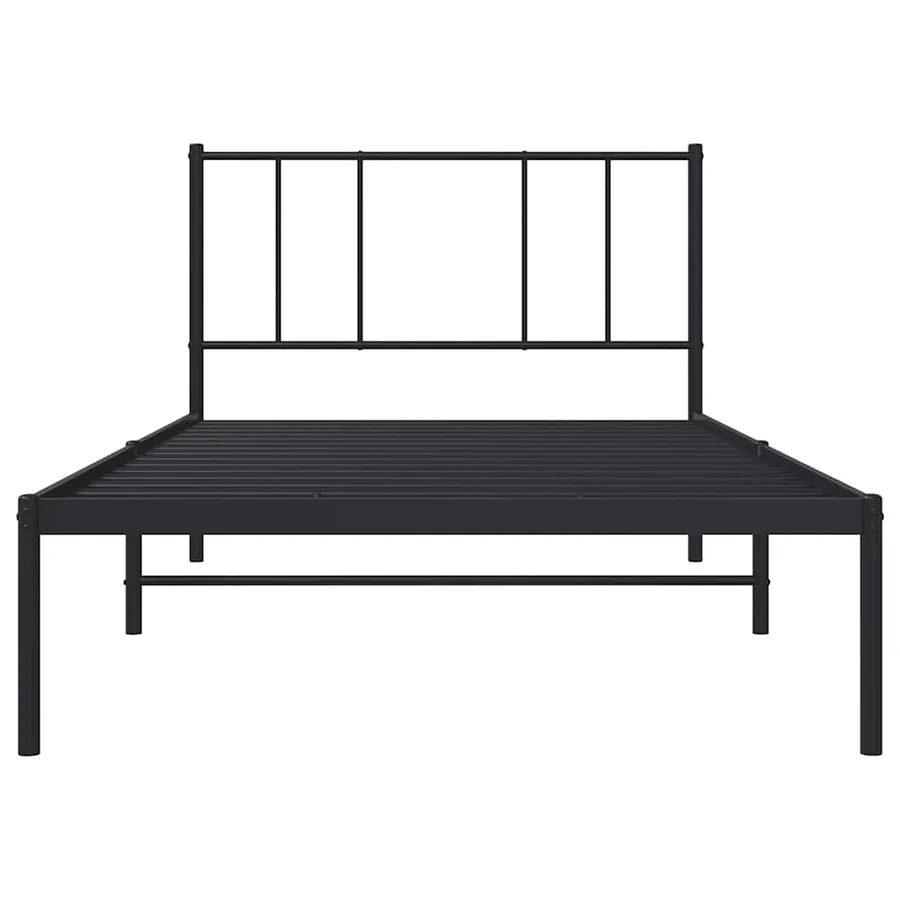 Cadre de lit métal sans matelas avec tête de lit noir 75x190 cm - 6