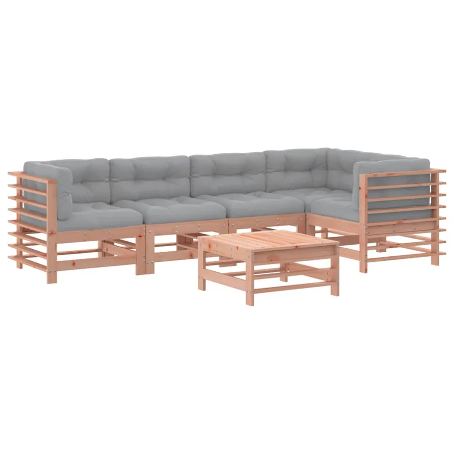 Salon de jardin 6 pcs avec coussins bois massif Douglas - 2