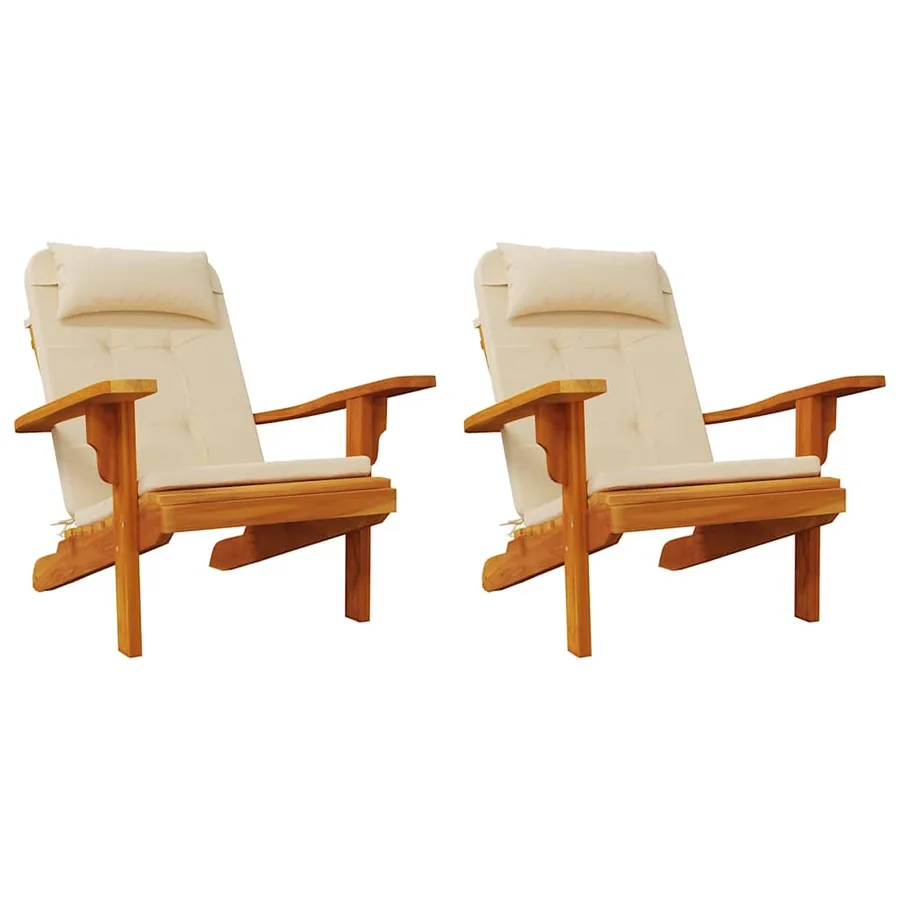 Coussins de chaise adirondack lot de 2 beige tissu oxford - 4