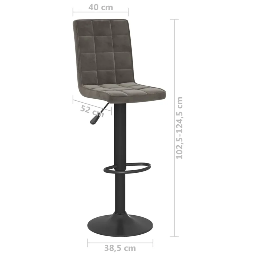 Tabourets de bar lot de 2 gris foncé velours - 10