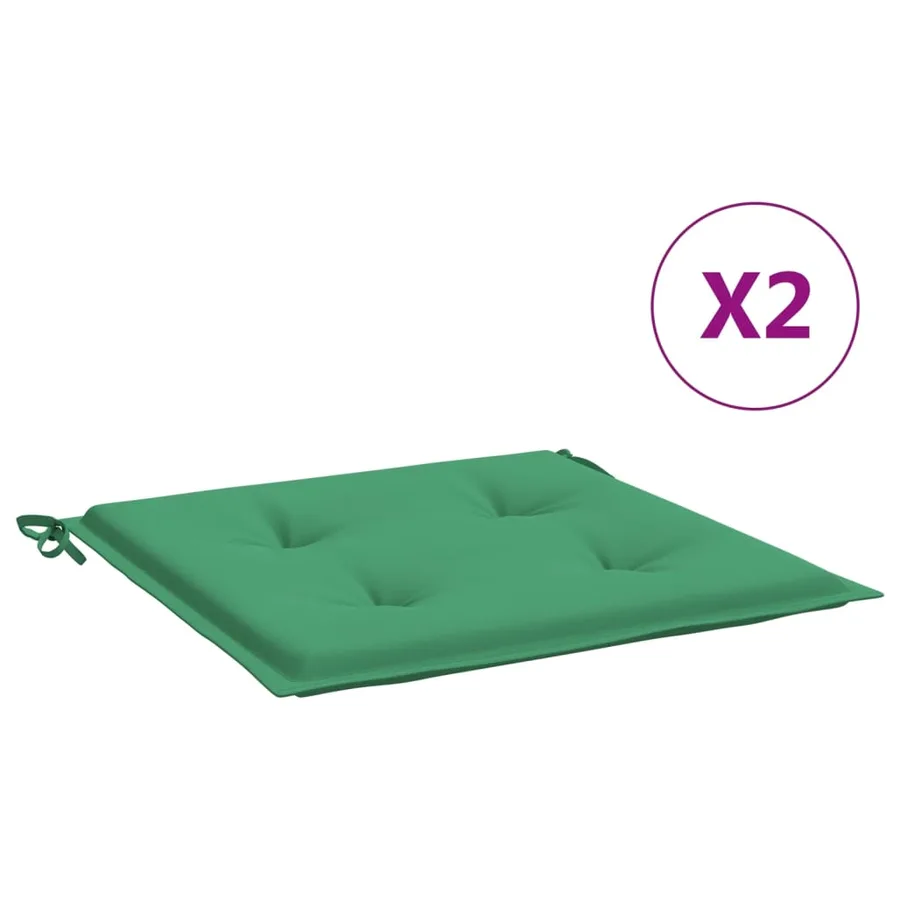 Coussins de chaise de jardin lot de 2 vert 50x50x4 cm - 2