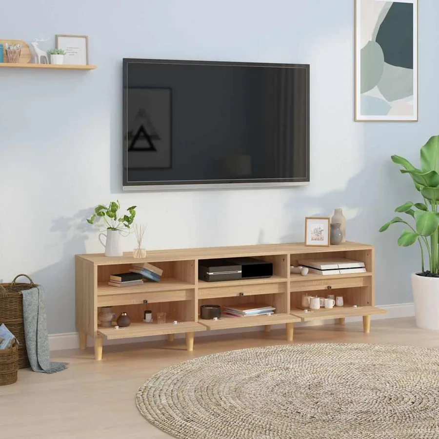 Meuble TV chêne sonoma 150x30x44,5 cm bois d'ingénierie - 3