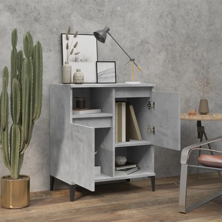 Buffet Gris béton 60x35x70 cm Bois d'ingénierie - 3