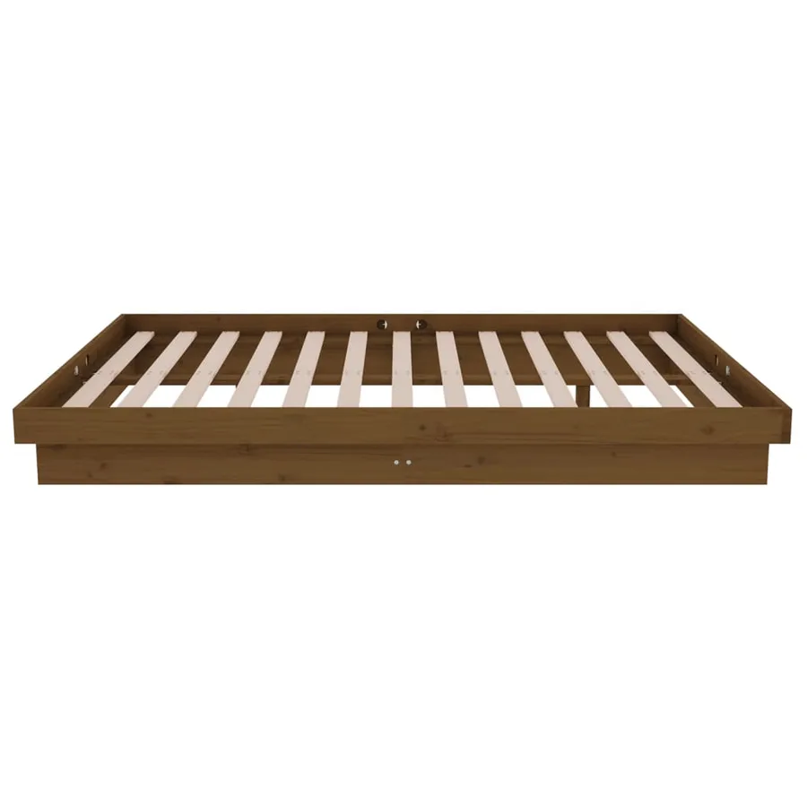 Cadre de lit sans matelas marron miel bois massif - 6
