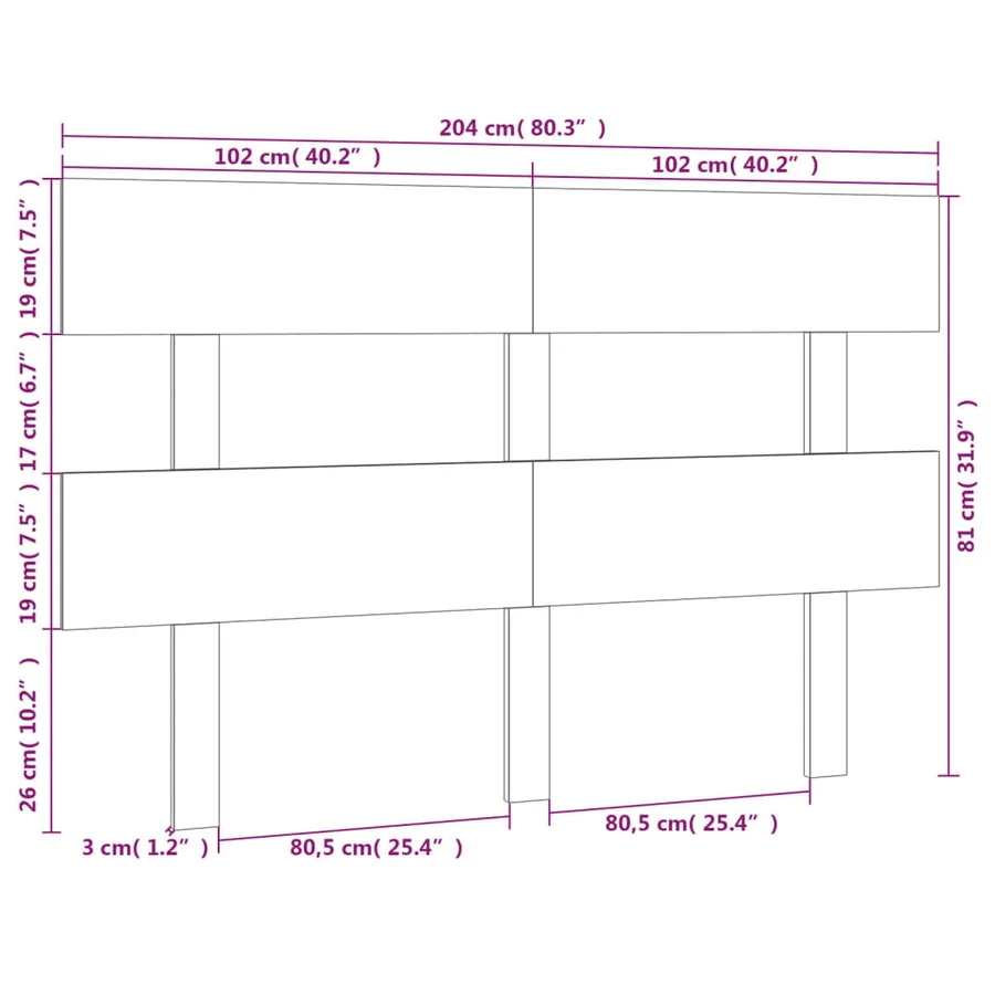 Tête de lit 204x3x81 cm Bois massif de pin - 6