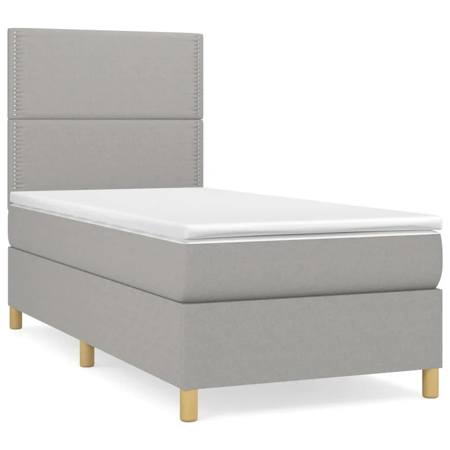 Sommier à lattes de lit avec matelas Gris clair 100x200cm Tissu - 2
