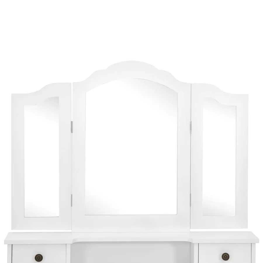 Ensemble de coiffeuse avec tabouret Blanc 80x69x141cm Paulownia - 7