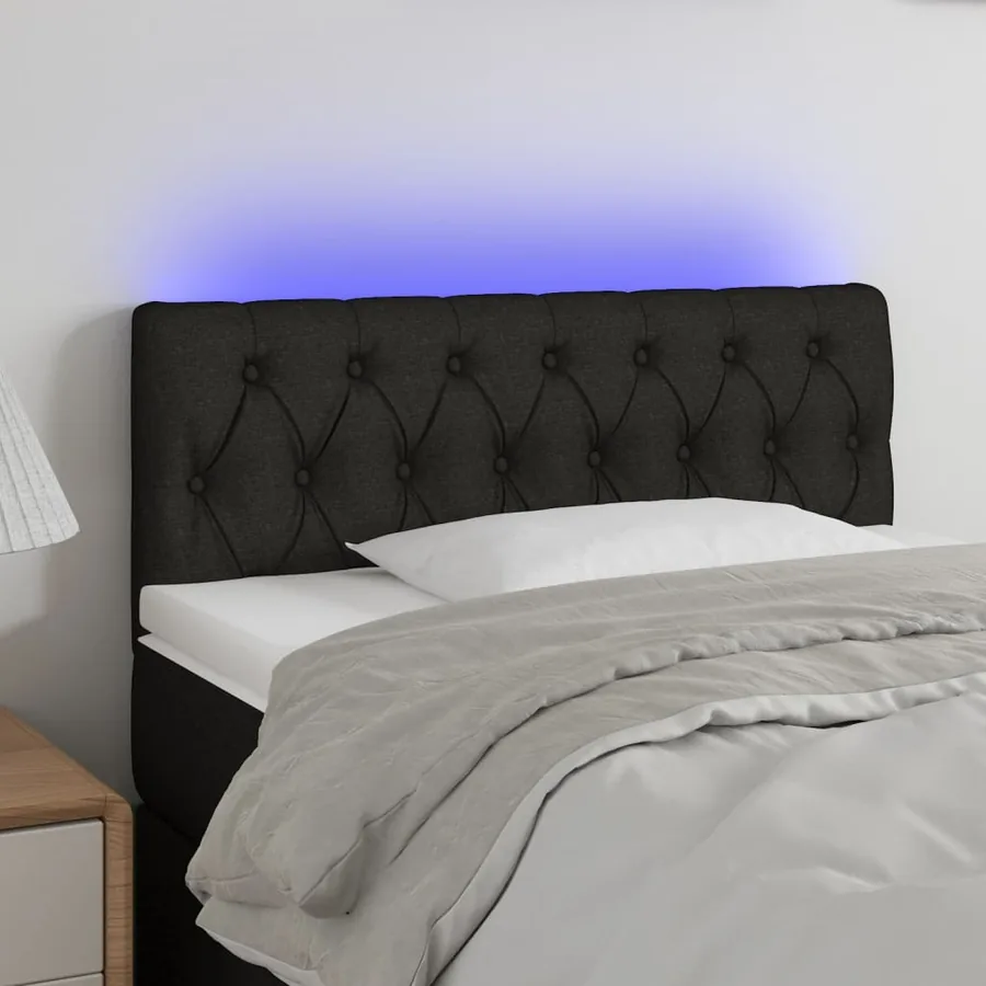 Tête de lit à LED Noir 90x7x78/88 cm Tissu