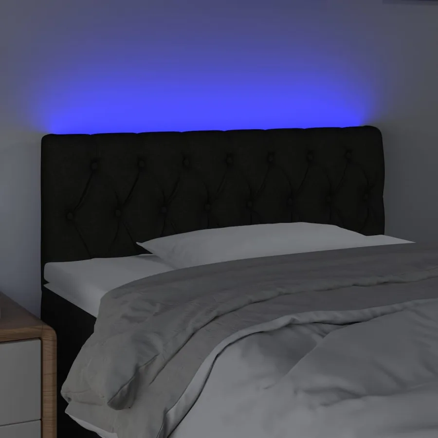 Tête de lit à LED Noir 90x7x78/88 cm Tissu - 3