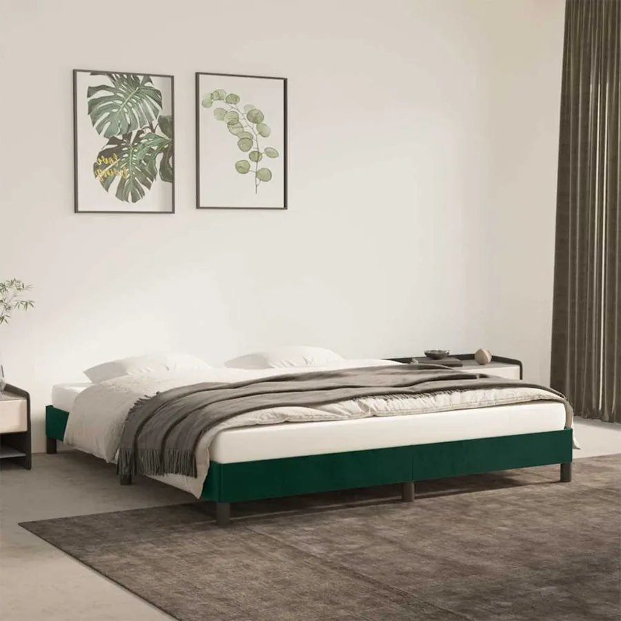 Cadre de lit sans matelas vert foncé 160x200 cm velours