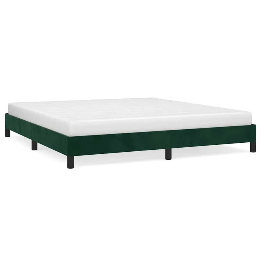 Cadre de lit sans matelas vert foncé 160x200 cm velours - 2