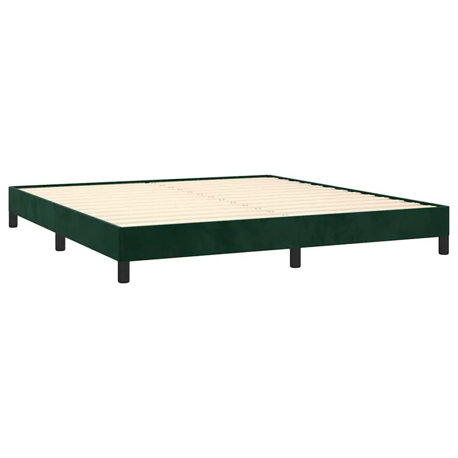 Cadre de lit sans matelas vert foncé 160x200 cm velours - 4