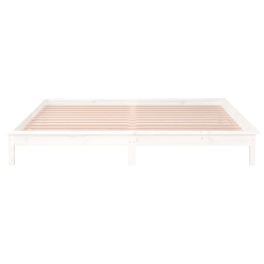 Cadre de lit à LED sans matelas blanc 150x200 cm bois massif - 7