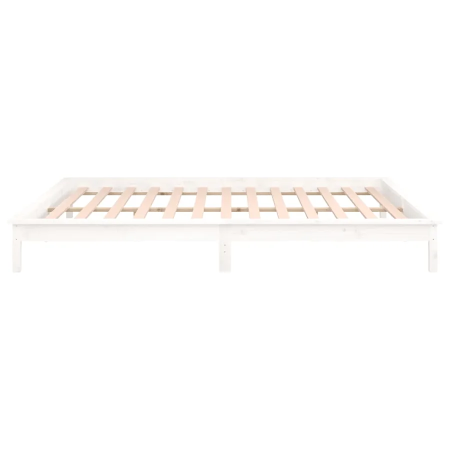 Cadre de lit à LED sans matelas blanc 150x200 cm bois massif - 8