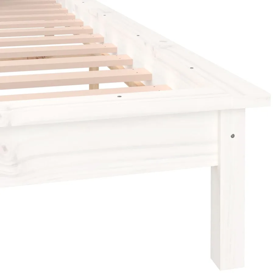Cadre de lit à LED sans matelas blanc 150x200 cm bois massif - 9