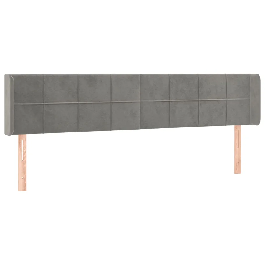 Tête de lit avec oreilles Gris clair 163x16x78/88 cm Velours - 2