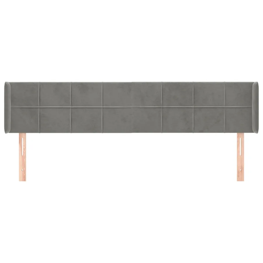 Tête de lit avec oreilles Gris clair 163x16x78/88 cm Velours - 3