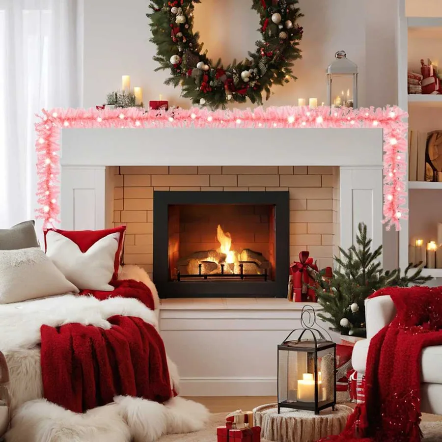 Guirlande de Noël avec lumières LED 20 m Rose - 2