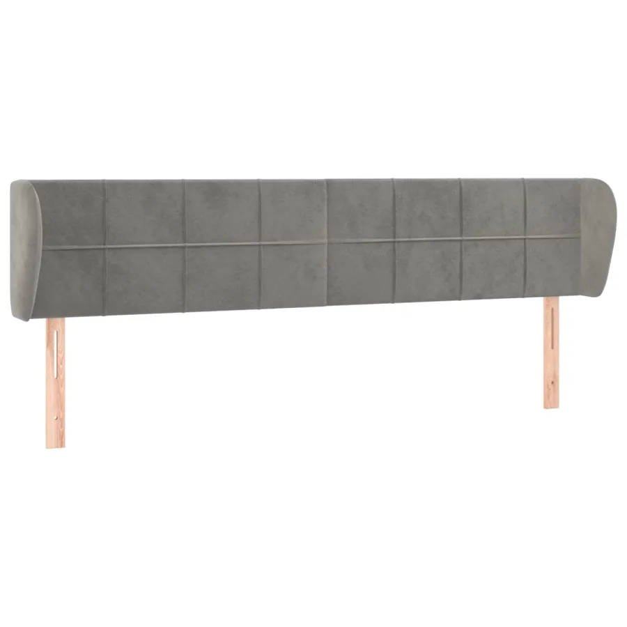 Tête de lit avec oreilles Gris clair 163x23x78/88 cm Velours - 2