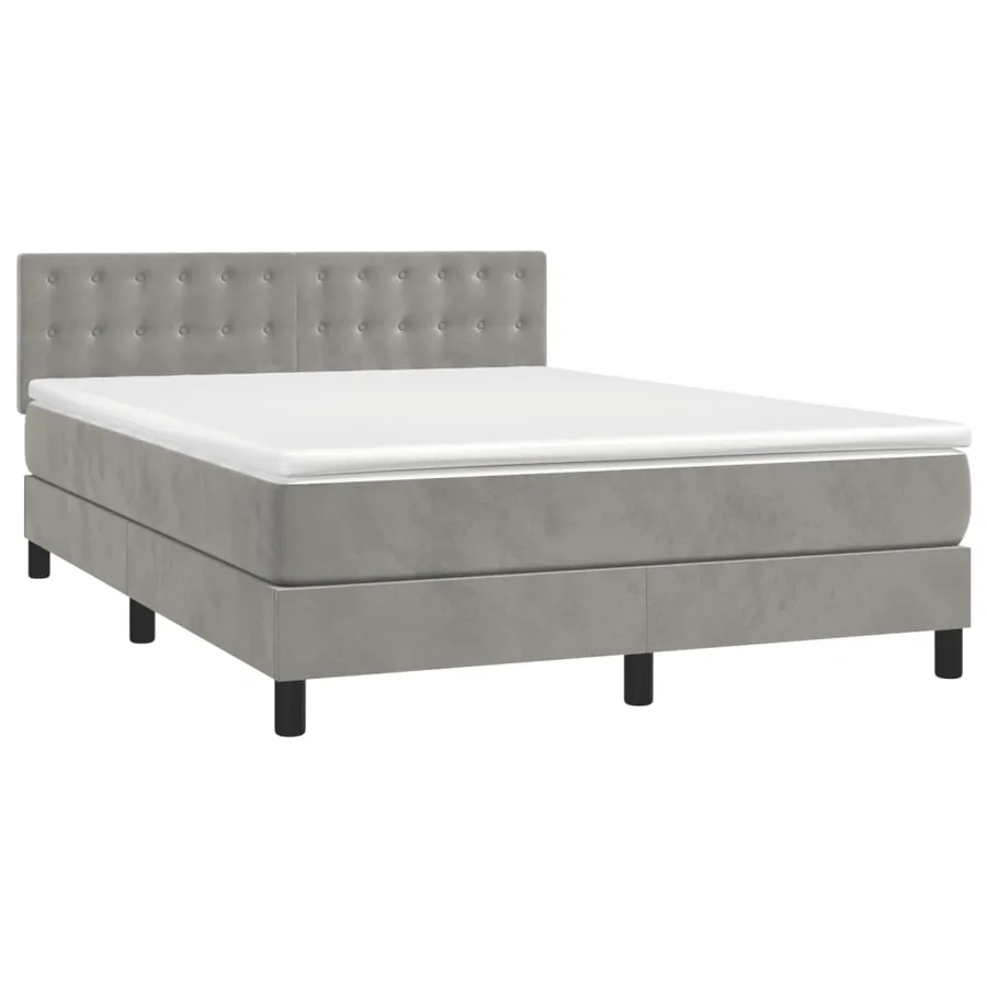 Sommier à lattes de lit et matelas Gris clair 140x190cm Velours - 3