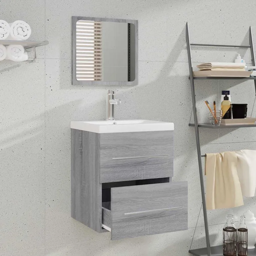 Armoire de salle de bain avec miroir Sonoma gris 41x38,5x48 cm - 3