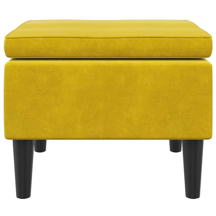 Tabouret avec pieds en bois Jaune Velours - 4