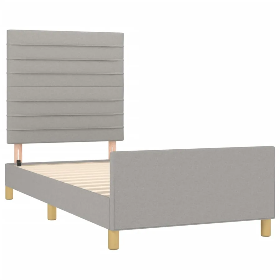 Cadre de lit sans matelas gris clair 100x200 cm tissu - 4