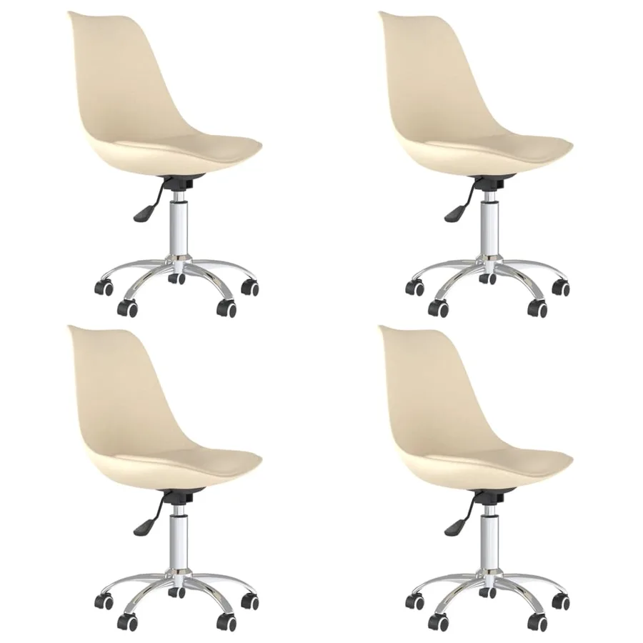Chaises pivotantes à manger lot de 4 Crème Tissu - 2