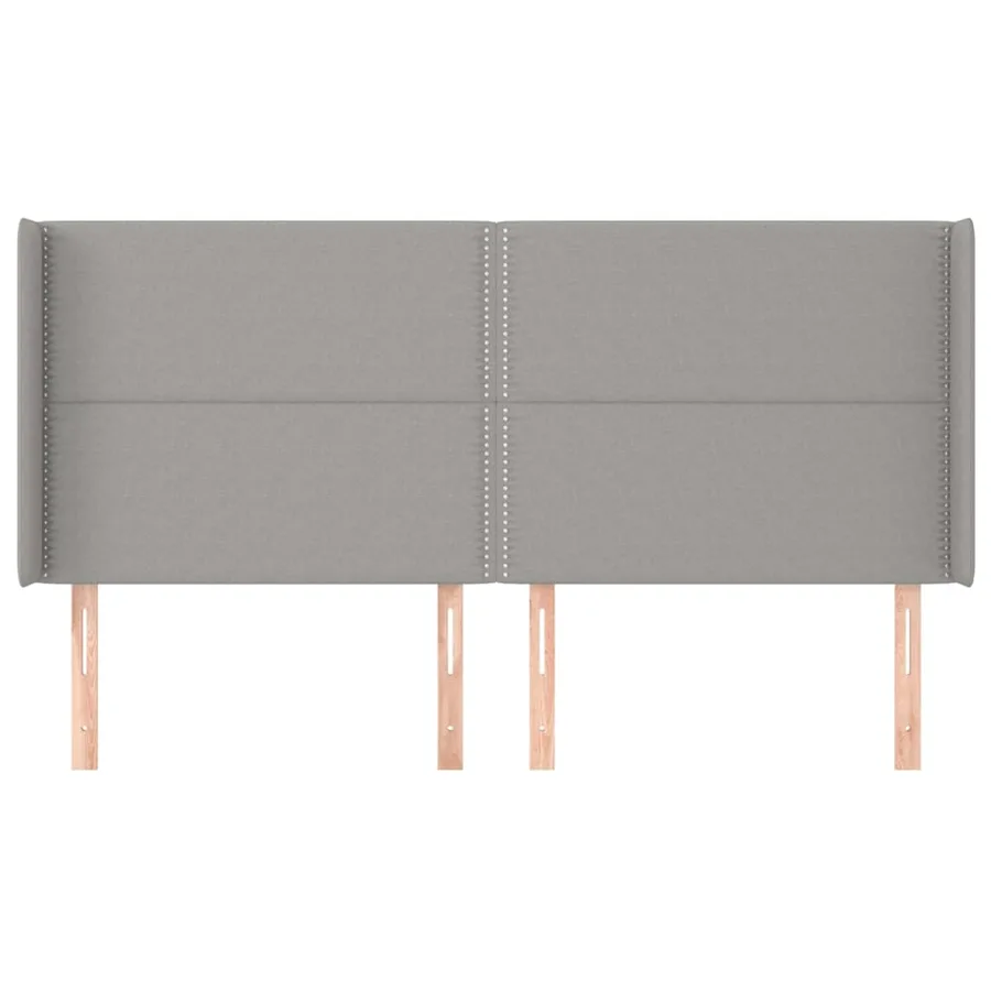 Tête de lit avec oreilles Gris clair 203x16x118/128 cm Tissu - 3