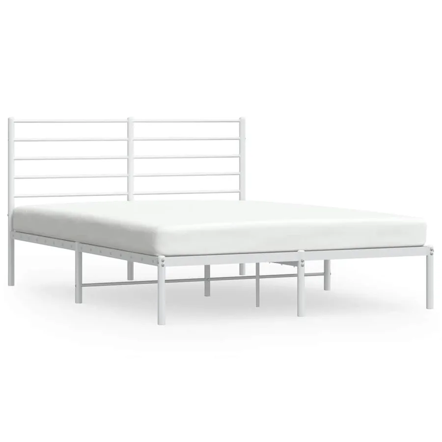 Cadre de lit métal sans matelas et tête de lit blanc 140x200 cm - 2