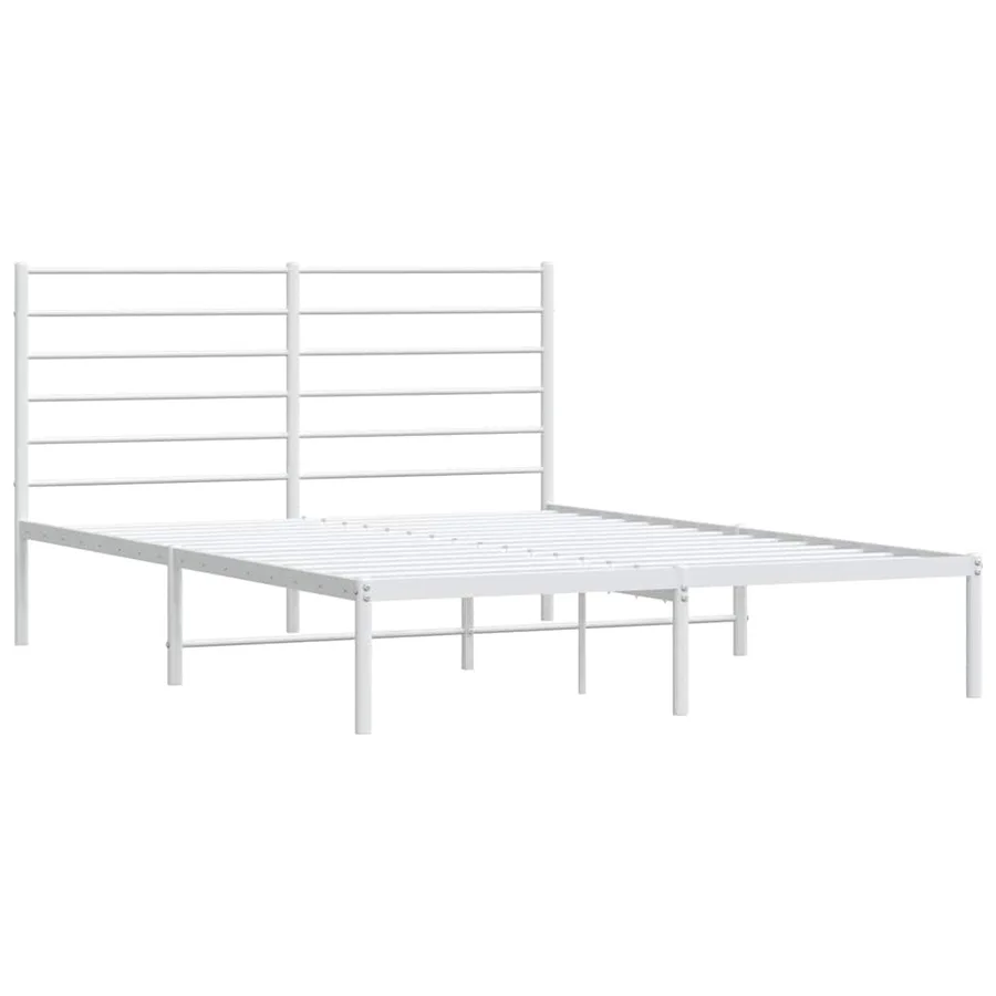 Cadre de lit métal sans matelas et tête de lit blanc 140x200 cm - 3