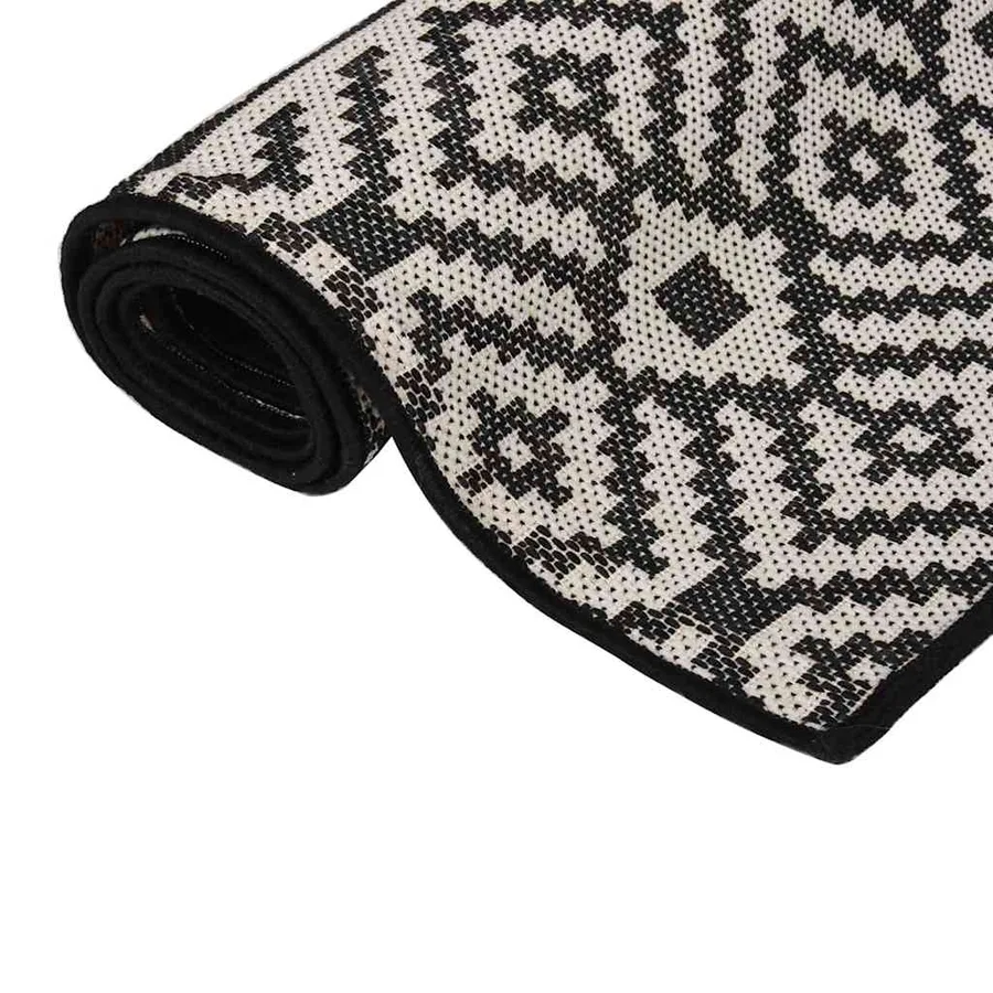 Tapis à tissage plat d'extérieur 200x280 cm Rayures noires - 3