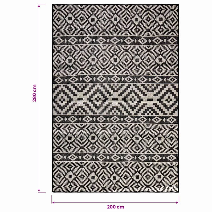 Tapis à tissage plat d'extérieur 200x280 cm Rayures noires - 6