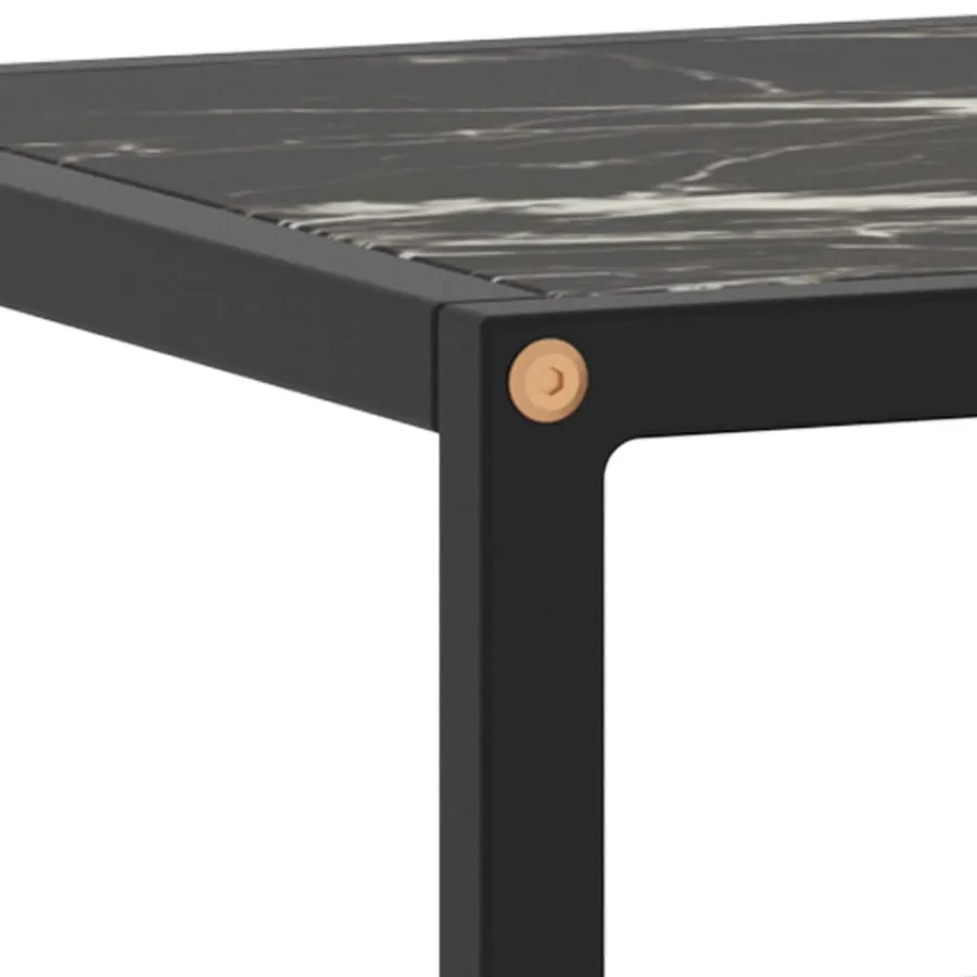 Meuble TV noir avec verre marbre noir 100x40x40 cm - 5