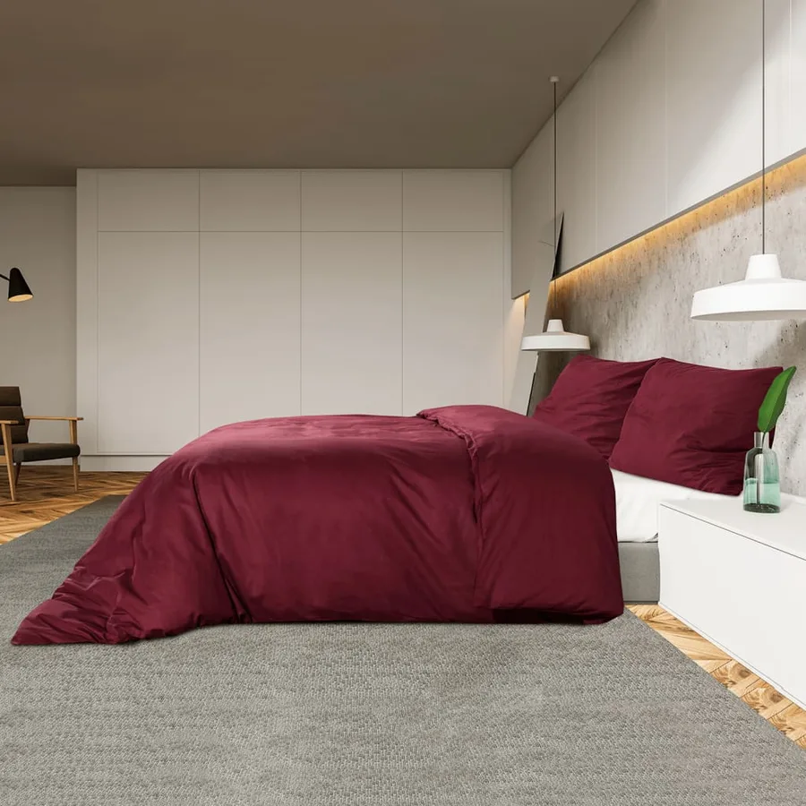 Ensemble de housse de couette Bordeaux 140x200 cm Microfibre - 4