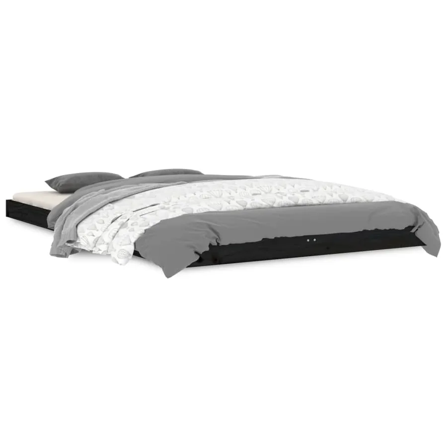 Cadre de lit sans matelas noir 120x190 cm bois de pin massif - 2