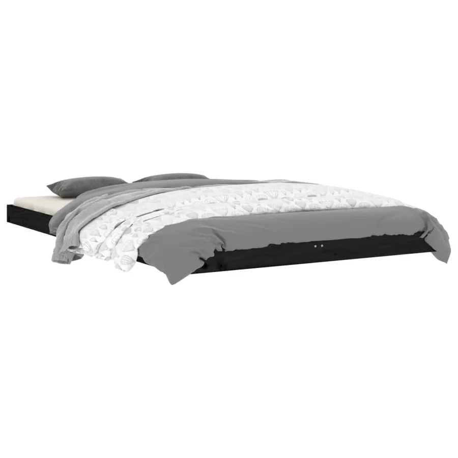 Cadre de lit sans matelas noir 120x190 cm bois de pin massif - 3