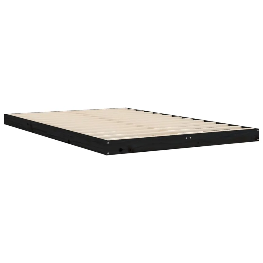 Cadre de lit sans matelas noir 120x190 cm bois de pin massif - 4