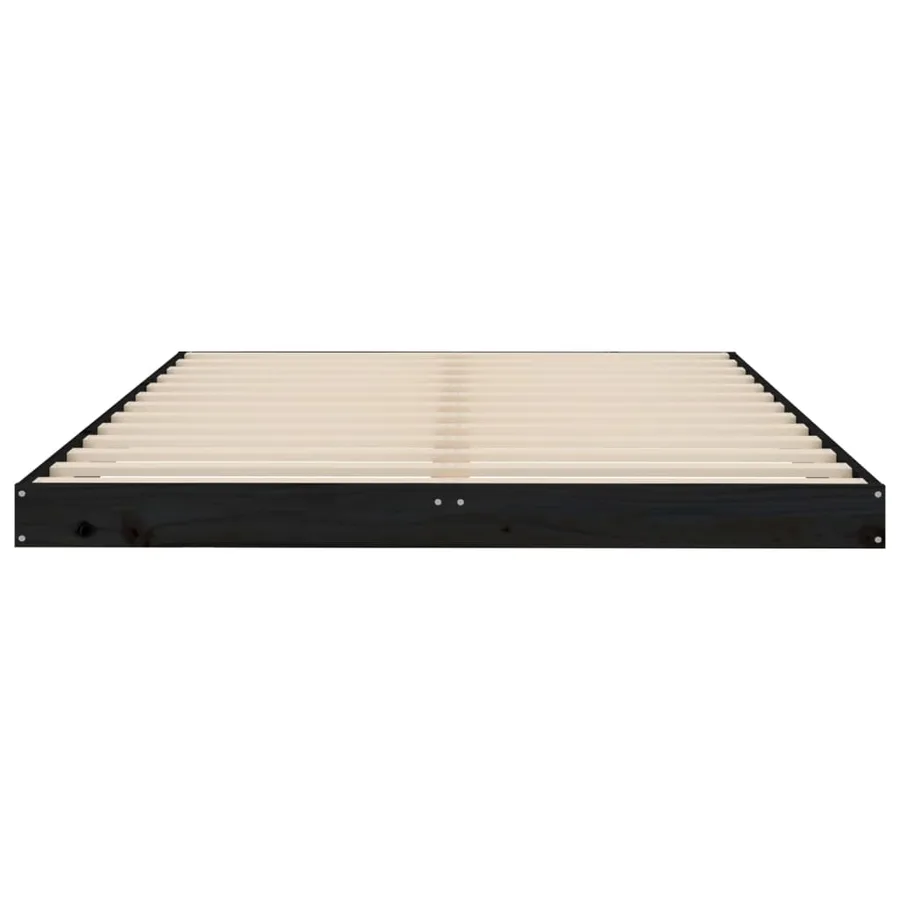 Cadre de lit sans matelas noir 120x190 cm bois de pin massif - 5