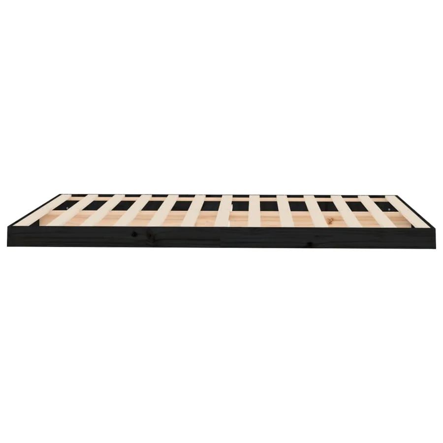 Cadre de lit sans matelas noir 120x190 cm bois de pin massif - 6