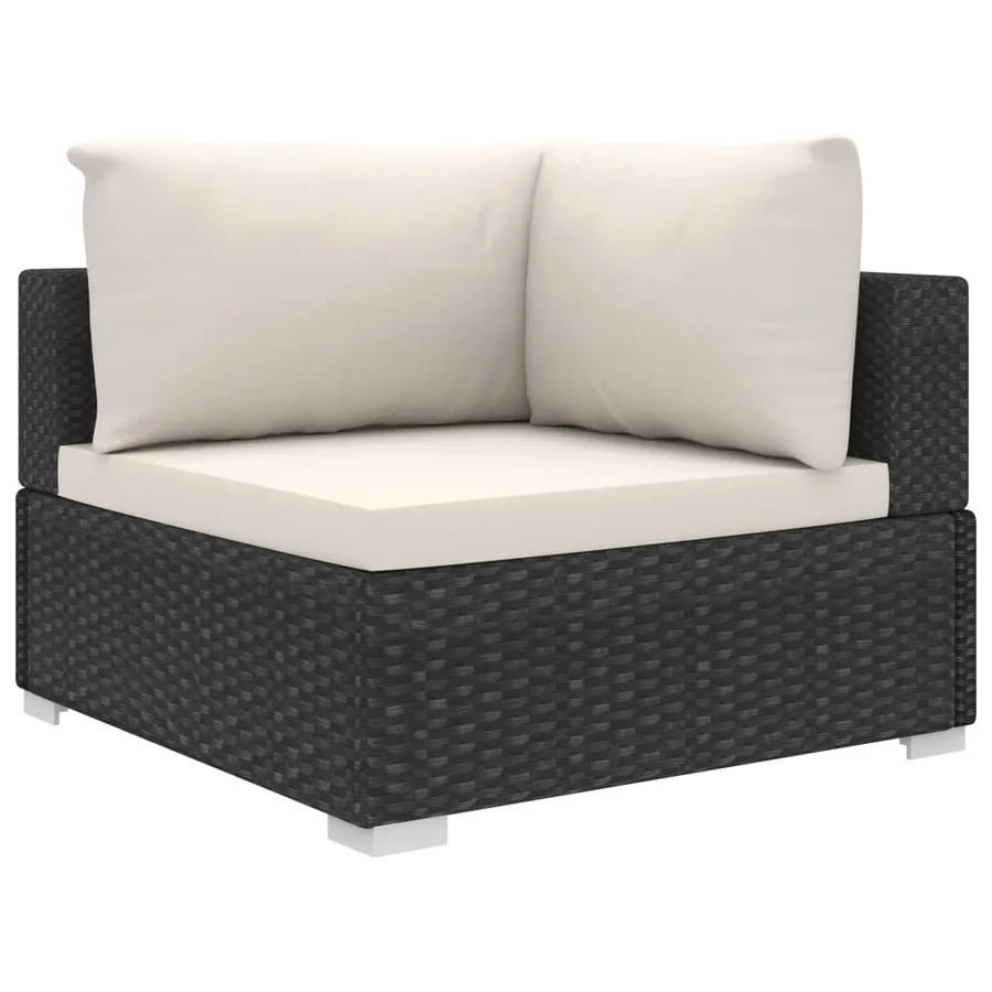 Salon de jardin 9 pcs avec coussins Résine tressée Noir - 4