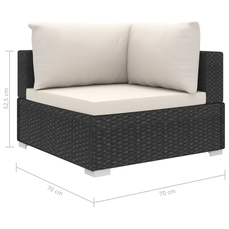 Salon de jardin 9 pcs avec coussins Résine tressée Noir - 7