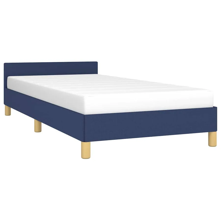 Cadre de lit avec tête de lit sans matelas bleu 90x200 cm tissu - 3
