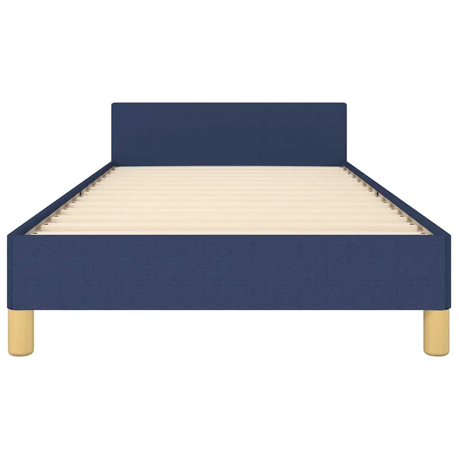 Cadre de lit avec tête de lit sans matelas bleu 90x200 cm tissu - 5